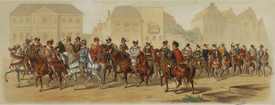 29171 Vijfde blad van de maskerade van de studenten van het Utrechtsch Studenten Corps op 28 juni 1881, ter gelegenheid ...